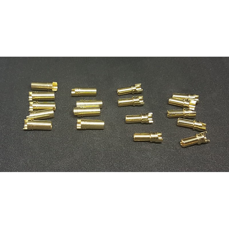 FX0084-9   3.5mm Bullet Plug Gold Connector - Family bag  (9M+9F)