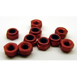 1412 - Red anodized aluminum locknuts 3/16 hex, 4-40 thread